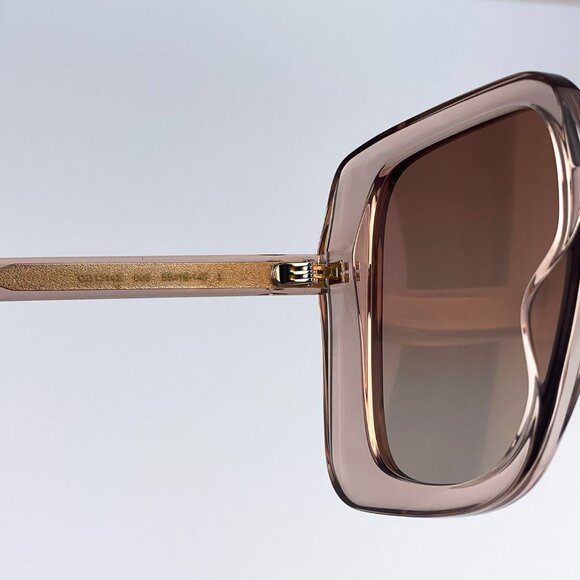 Gucci GG1314S 005 Sunglasses Transparent Sand Brown Gradient Mirrored Oversized